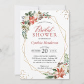 Red Poinsettia Floral Christmas Brautparty Einladung (Vorderseite)