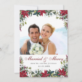 Red Poinsettia Floral Christmas FOTO Vielen Dank Dankeskarte