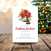Red Poinsettia Floral Christmas Luncheon Einladung