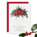 Red Poinsettia Floral Christmas Party Gold Folieneinladung<br><div class="desc">Personalisierte Rote Poinsettia Blumenweihnachtsfest Party Gold Foil Einladung.</div>