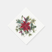Red Poinsettia Floral Christmas PARTY Paper Serviette (Ecke)