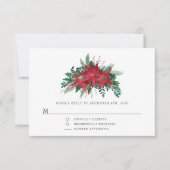Red Poinsettia Floral Christmas Party RSVP Karte (Vorderseite)