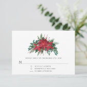 Red Poinsettia Floral Christmas Party RSVP Karte (Stehend Vorderseite)