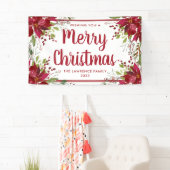Red Poinsettia Floral Frohe Weihnachtsfeiertag Banner (Insitu)
