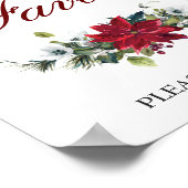 Red Poinsettia Floral Gastgeschenk Hochzeit Zeiche Poster (Ecke)