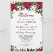 Red Poinsettia Floral Wedding Zeremonie Programm (Vorderseite)