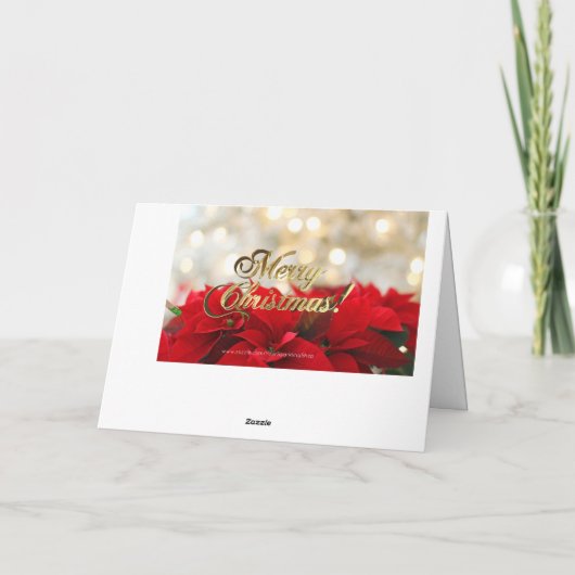 Red Poinsettia Floral Weihnachten Imitate Gold Skr (Rückseite)