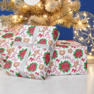 Red Poinsettia Floral Weihnachtsgeschenk Geschenkpapier