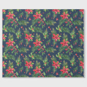 Red Poinsettia Floral Weihnachtsgeschenk Geschenkpapier (Flach)