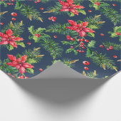 Red Poinsettia Floral Weihnachtsgeschenk Geschenkpapier (Ecke)
