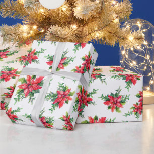 Red Poinsettia Floral Weihnachtsgeschenk Geschenkpapier