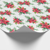 Red Poinsettia Floral Weihnachtsgeschenk Geschenkpapier (Ecke)