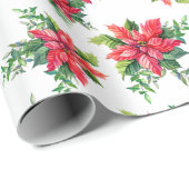 Red Poinsettia Floral Weihnachtsgeschenk Geschenkpapier (Rolleneckpunkt)