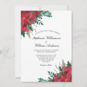 Red Poinsettia Floral Winter Christmas Einladung (Vorderseite)