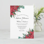 Red Poinsettia Floral Winter Christmas Einladung (Stehend Vorderseite)
