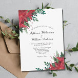 Red Poinsettia Floral Winter Christmas Einladung<br><div class="desc">Eine schöne rote Poinsettia mit Grün auf dieser Weihnachtsfeiereinladung im Winter. Der Rücken auf diese Einladung ist rot,  aber wir tragen auch diese Einladung mit grünen und weißen Rücken.</div>
