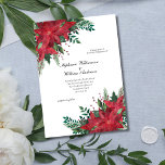 Red Poinsettia Floral Winter Christmas Einladung<br><div class="desc">Eine schöne rote Poinsettia mit Grün auf dieser Weihnachtsfeiereinladung im Winter.</div>