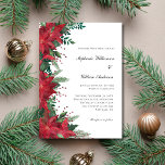 Red Poinsettia Floral Winter Christmas Einladung<br><div class="desc">Eine schöne rote Poinsettia mit Grün auf dieser Weihnachtsfeiereinladung im Winter.</div>