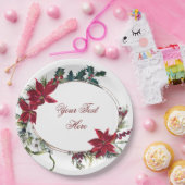 Red Poinsettia Floral Winter Christmas Party Pappteller (Party)