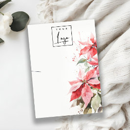 Red Poinsettia Florals Logo Necklace Holder Visitenkarte