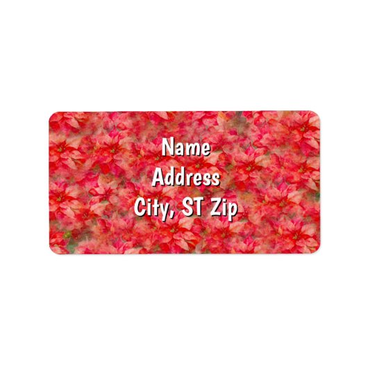 Red Poinsettia Flower Art Personal Address Label Adressaufkleber (Vorne)