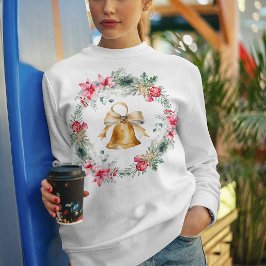 Red Poinsettia Foliage Snowflakes Weihnachtsfest Sweatshirt