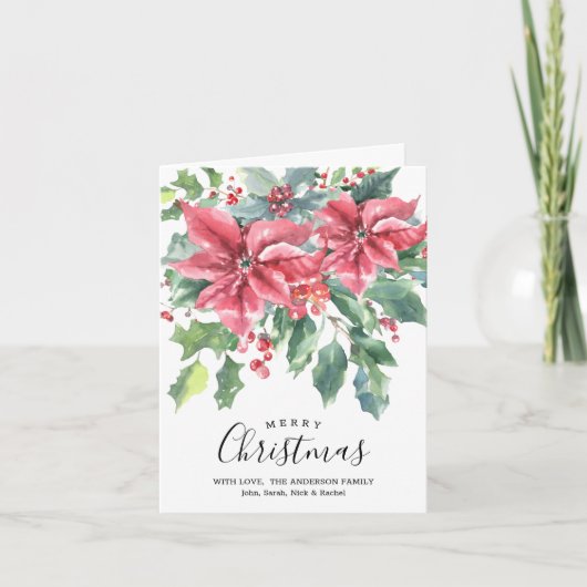Red Poinsettia Foto (innen) Frohe Weihnachten Karte (Vorderseite)