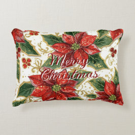 Red Poinsettia Frohe Weihnachts-Blume Dekokissen
