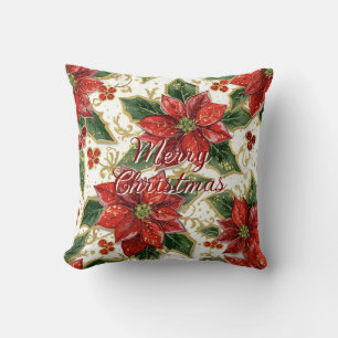 Red Poinsettia Frohe Weihnachts-Blume Kissen