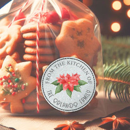 Red Poinsettia From Kitchen Christmas Glitzer Runder Aufkleber