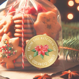 Red Poinsettia From Kitchen Gold Weihnachten Runder Aufkleber