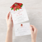Red Poinsettia Gastadressen Weihnachten Hochzeit All In One Einladung (Abreißen)
