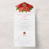 Red Poinsettia Gastadressen Weihnachten Hochzeit All In One Einladung (Innen Boden)