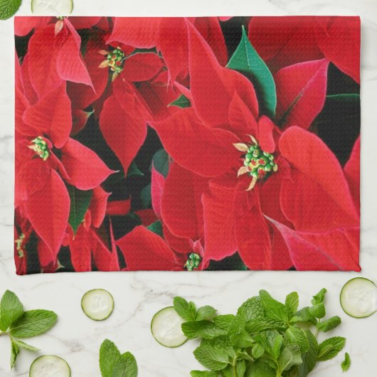 Red Poinsettia Geschirrtuch (Gefaltet)
