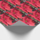 Red Poinsettia Gloss Wrapping Paper Geschenkpapier (Ecke)