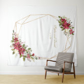 Red Poinsettia Gold Frame Wedding Foto Stand Wandteppich (Beispiel (Horizontal))