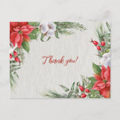 Red Poinsettia Green Blätter Wedding Postkarte (Vorderseite)