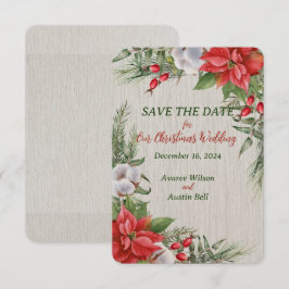 Red Poinsettia Green Blätter Weihnachtsfeier Save The Date