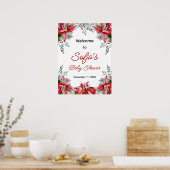 Red Poinsettia Greenerity Baby Dusche Begrüßungsze Poster (Küche)