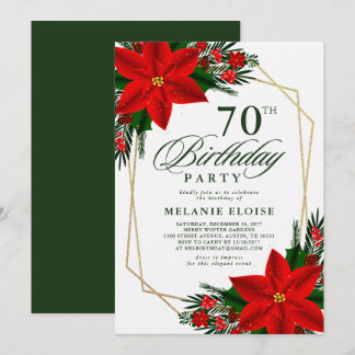 Red Poinsettia Grün Weihnachten Geburtstag Einladung