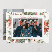 Red Poinsettia Happy Kwanzaa 2 Foto Weihnachten (Vorne/Hinten)