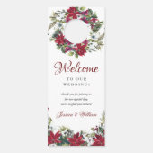 Red Poinsettia Hochzeitswillkommen stört nicht Türanhänger (Rückseite)