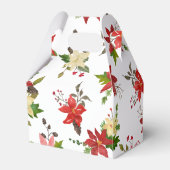 Red Poinsettia Holiday Floral Pattern Geschenkschachtel (Rückseite)