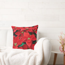 Red Poinsettia Holiday Kissen