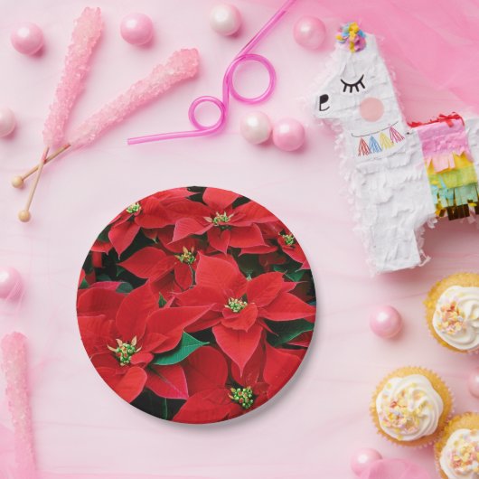 Red Poinsettia Holiday Pappteller (Party)