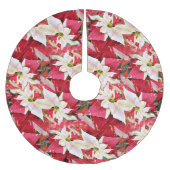 Red Poinsettia Holiday Polyester Weihnachtsbaumdecke (Vorderseite)