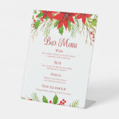 Red Poinsettia Holiday Wedding Custom Bar Menu Sockelschild (Vorderseite)
