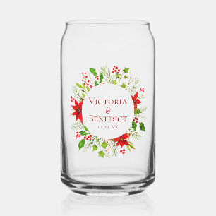 Red Poinsettia Holiday Wedding Personalisiert Dosenglas