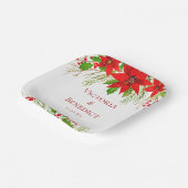 Red Poinsettia Holiday Wedding Personalisiert Pappteller (Gewinkelt)