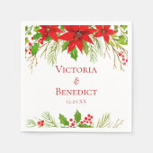 Red Poinsettia Holiday Wedding Personalisiert Serviette (Vorderseite)
